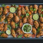 cooked food on black tray