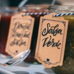 clear glass jar with Salsa Verde tag